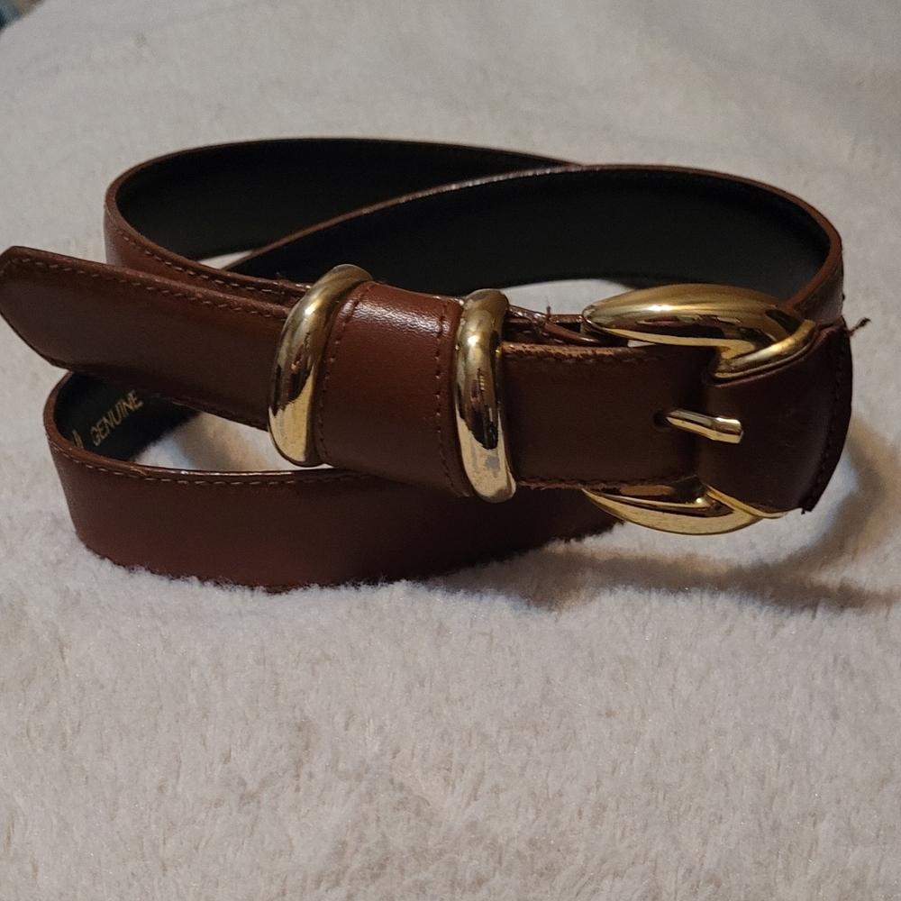 Vintage Forenza Brown Leather Belt with Gold Buckle